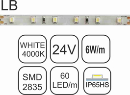 Εικόνα της ΤΑΙΝΙΑ W40-6W-LB-24V-60led-IP65HS-3y