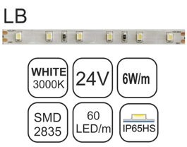 Εικόνα της ΤΑΙΝΙΑ W30-6W-LB-24V-60led-IP65HS-3y
