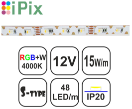 Picture of TAINIA RGB+W40-S-15W-iPix-12V-48led-IP20