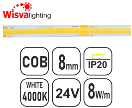 Εικόνα της TAINIA COB-W40-8W-TM-320led-24V-IP20 -8mm