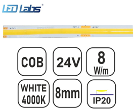 Εικόνα της TAINIA COB-W40-8W-LB-320led-24V-IP20 -8mm